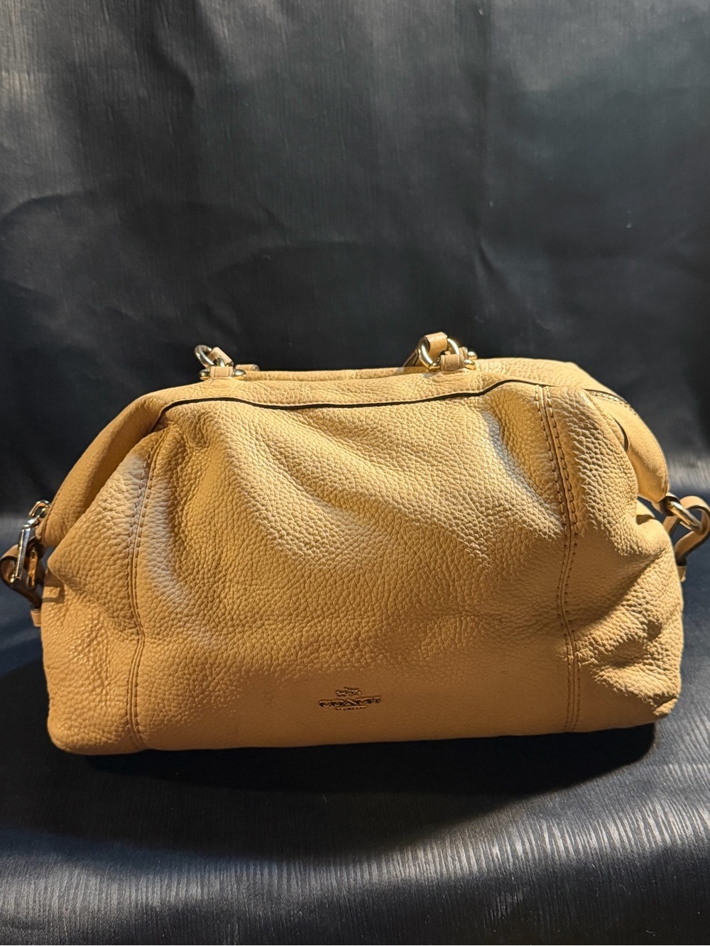 Coach Pebbled Leather Satchel in Mustard Yellow